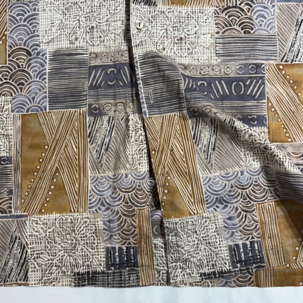 Tori Richard Mens XL Cotton Lawn Shirt Geometric Patchwork Made in Hawaii 8180 - Picture 9 of 9